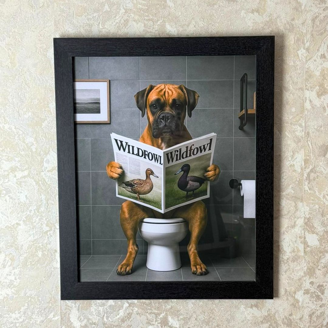 Lavatory Boxer II Wall Art with Black Frame