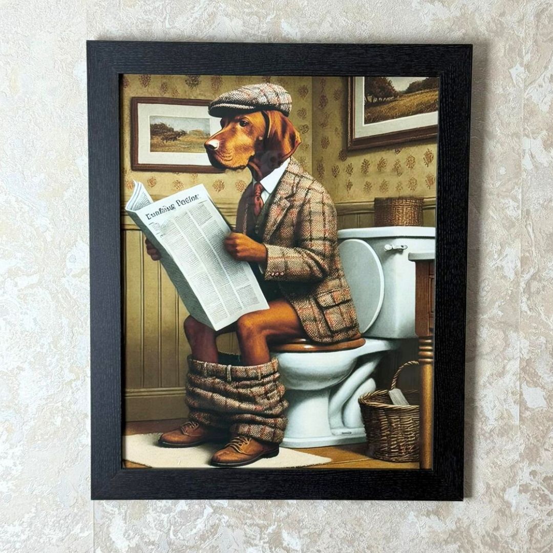 Lavatory Vizsla Wall Art with Black Frame