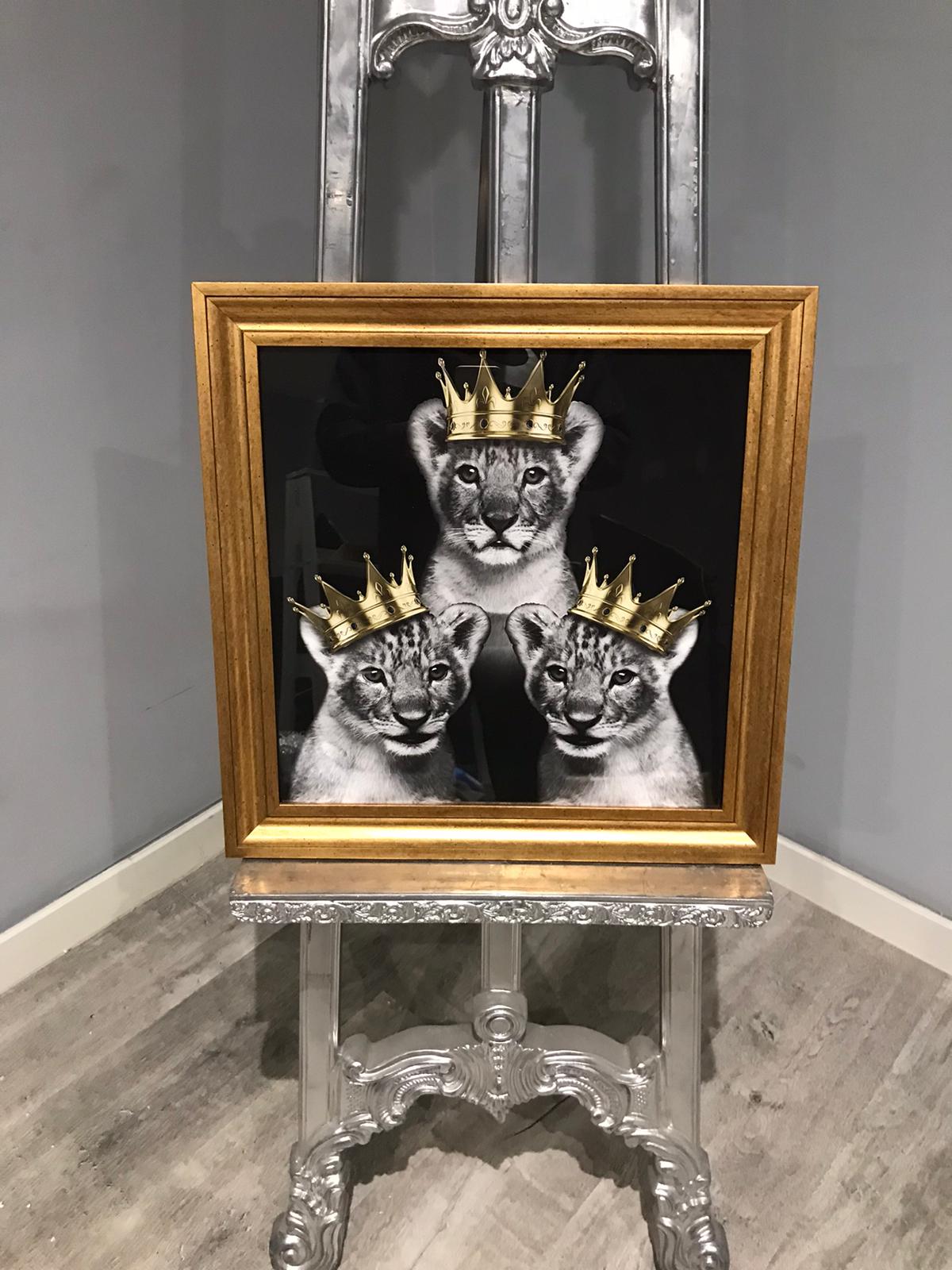 3 Lion Framed Wall Art