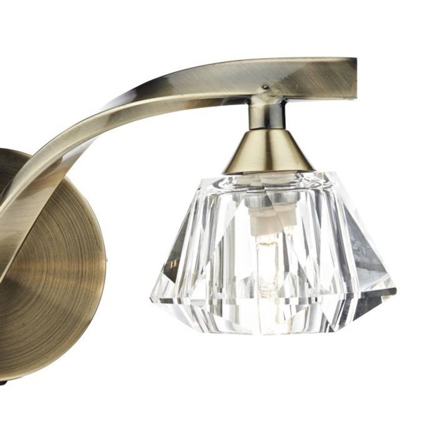Ancona 2 Light Wall Light Antique Brass with Crystal