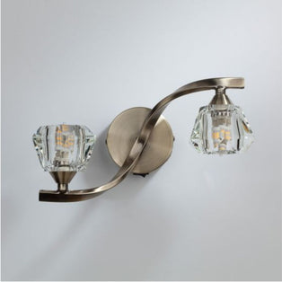 Ancona 2 Light Wall Light Antique Brass with Crystal
