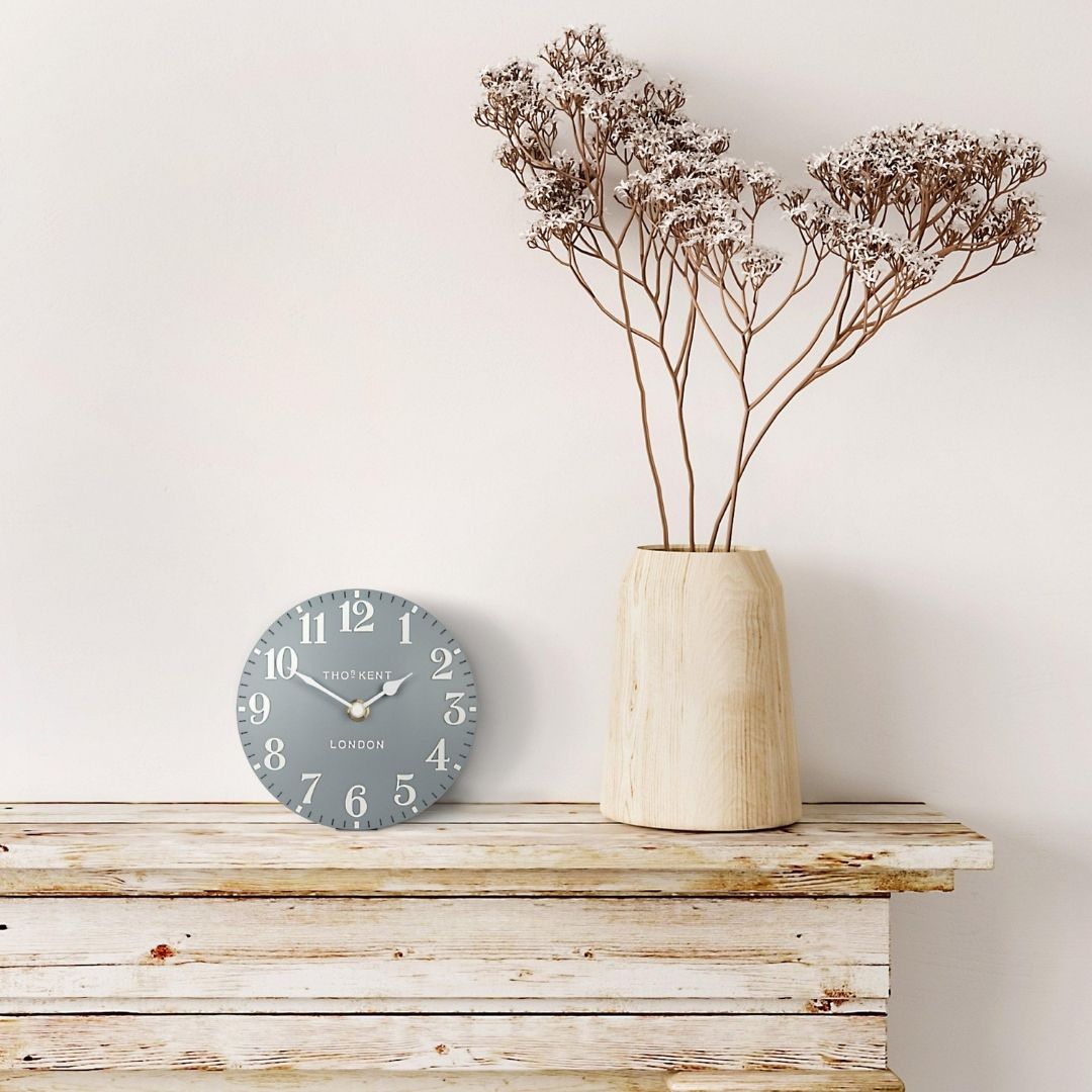 Thomas Kent Arabic Mantel Clock Flax Blue