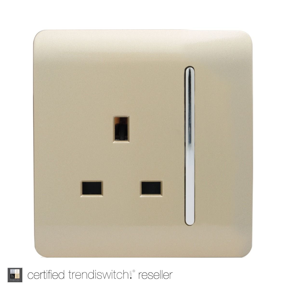 Trendi Switch 1 Gang 13 amp Plug Light Switch Screwless Champagne Gold