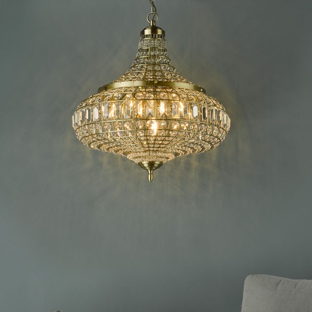 Asmara Antique Brass & Crystal Ceiling Pendant