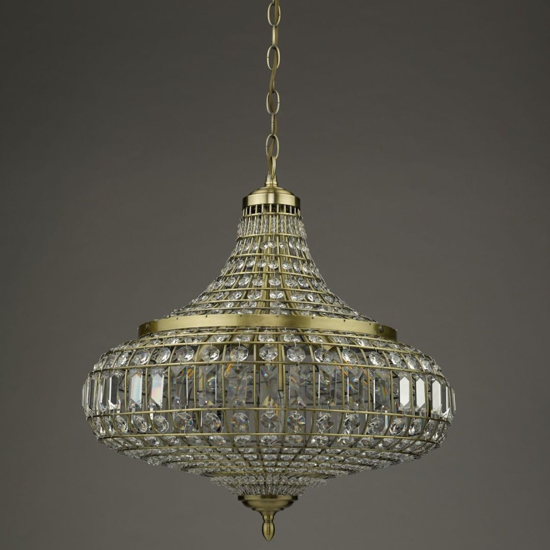 Asmara Antique Brass & Crystal Ceiling Pendant