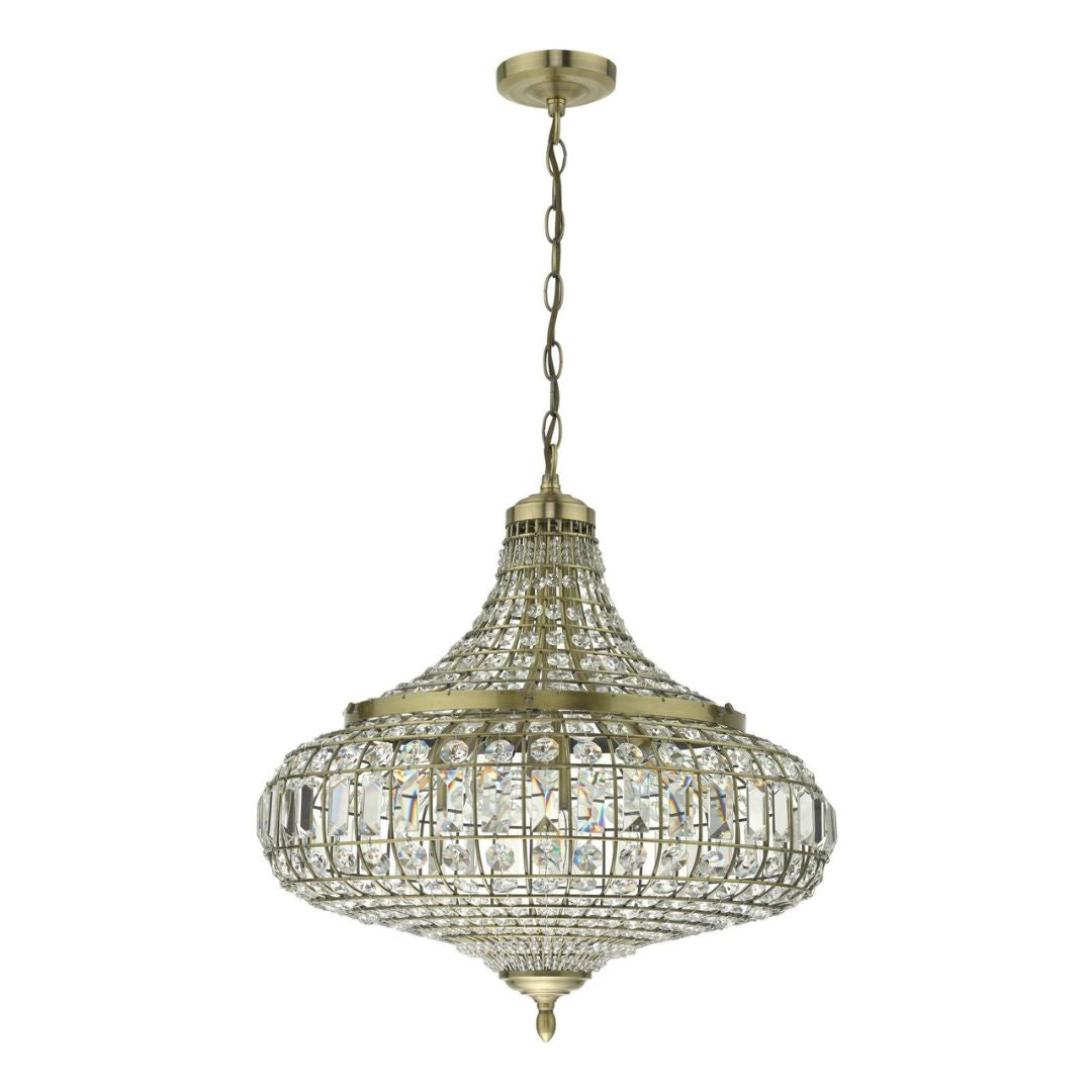 Asmara Antique Brass & Crystal Ceiling Pendant