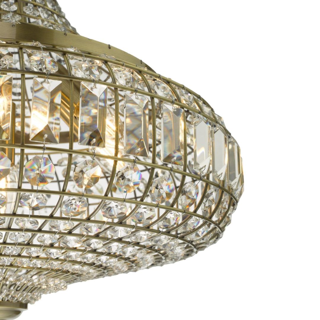 Asmara Antique Brass & Crystal Ceiling Pendant