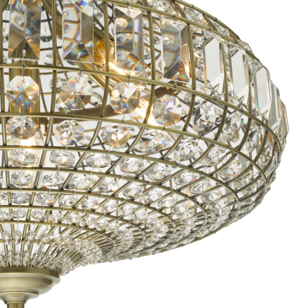 Asmara Antique Brass & Crystal Ceiling Pendant