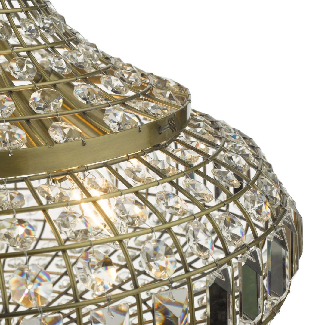 Asmara Antique Brass & Crystal Ceiling Pendant