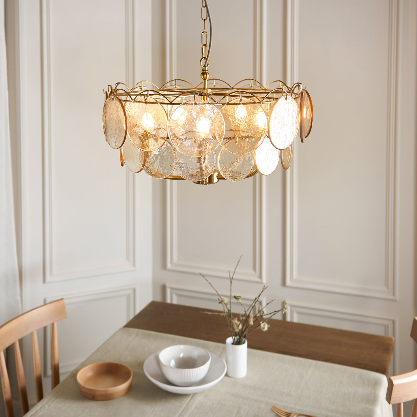 5 Light Pendant Brushed Aged Brass
