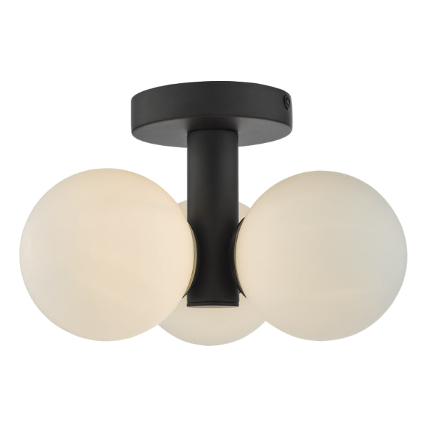 Blake Black & Opal Semi Flush Light IP44