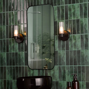 Hannah Matte Black & Glass Bathroom Wall Light