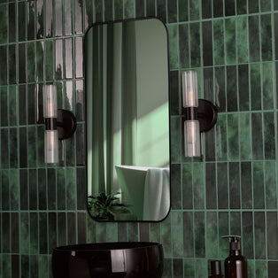 Hannah 2 Light Matte Black & Glass IP44 Wall Light