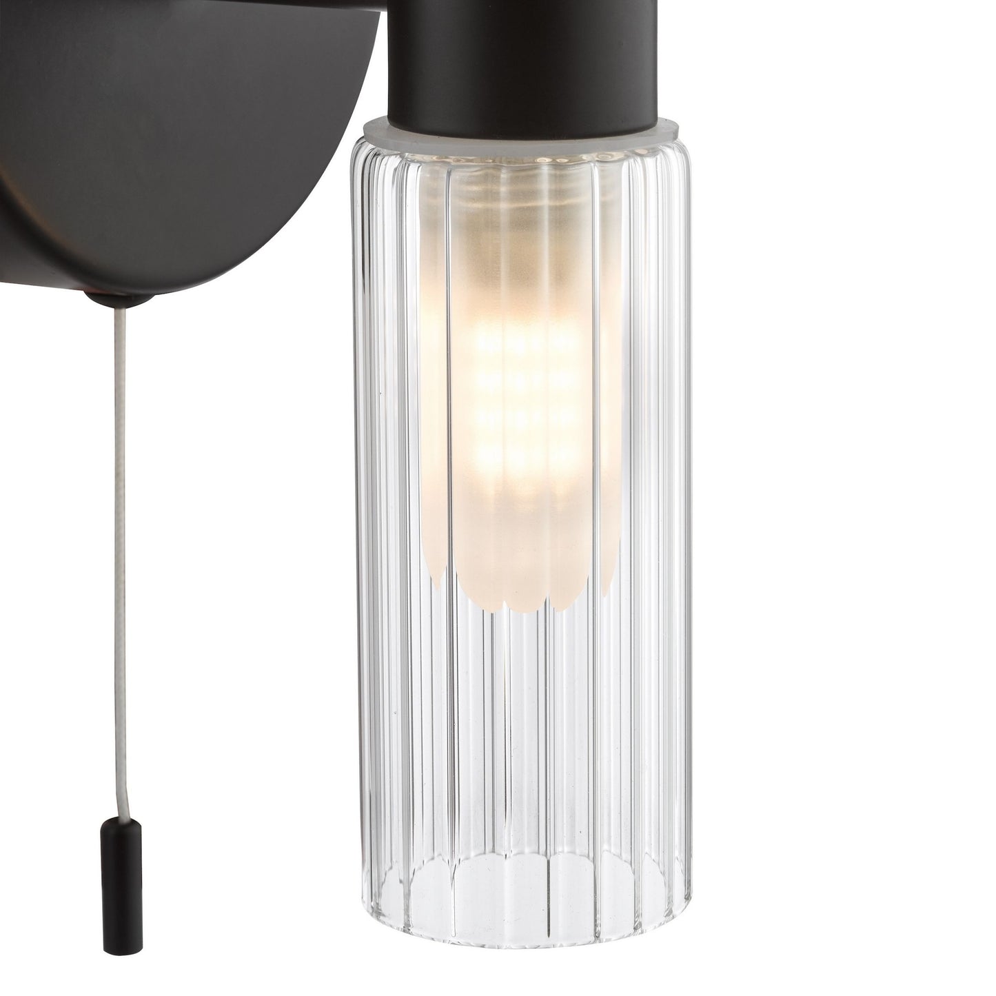 Hannah 2 Light Matte Black & Glass IP44 Wall Light