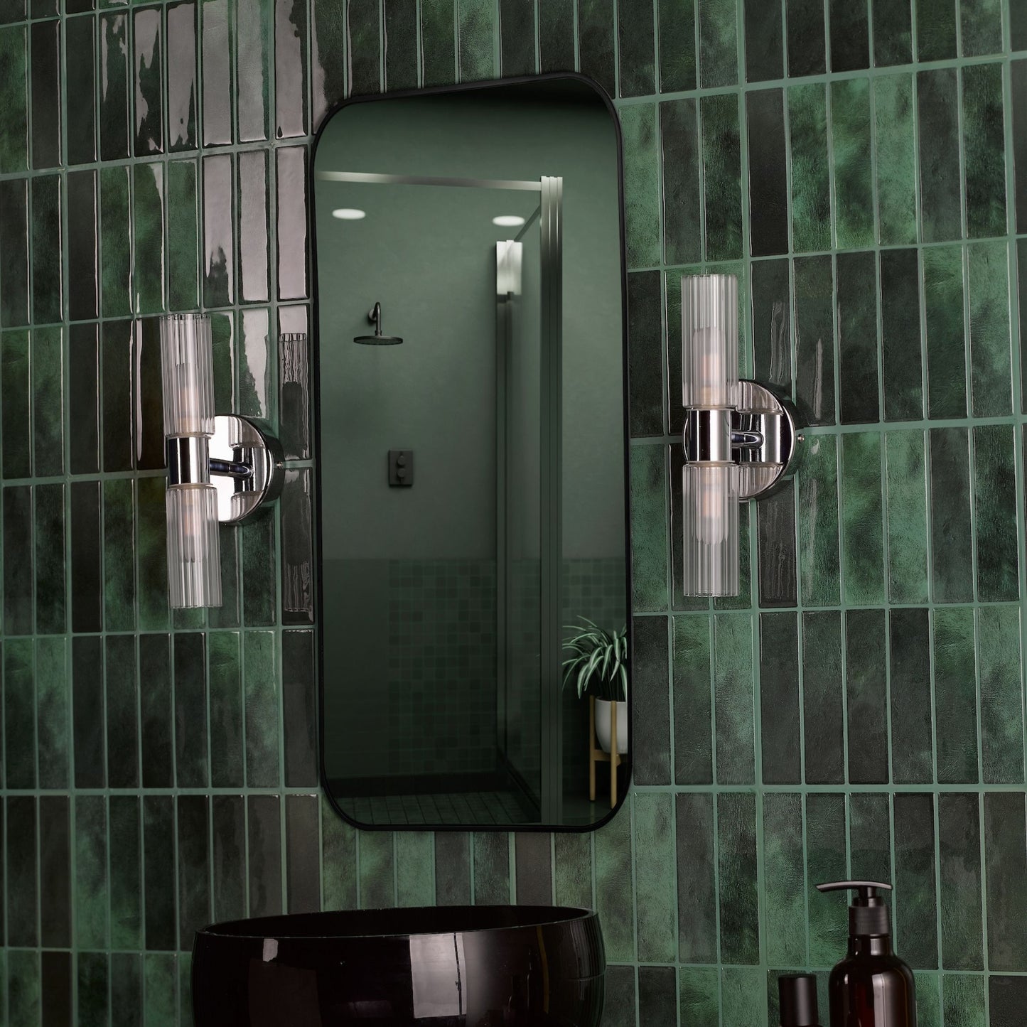 Hannah 2 Light Polished Chrome & Glass IP44 Wall Light