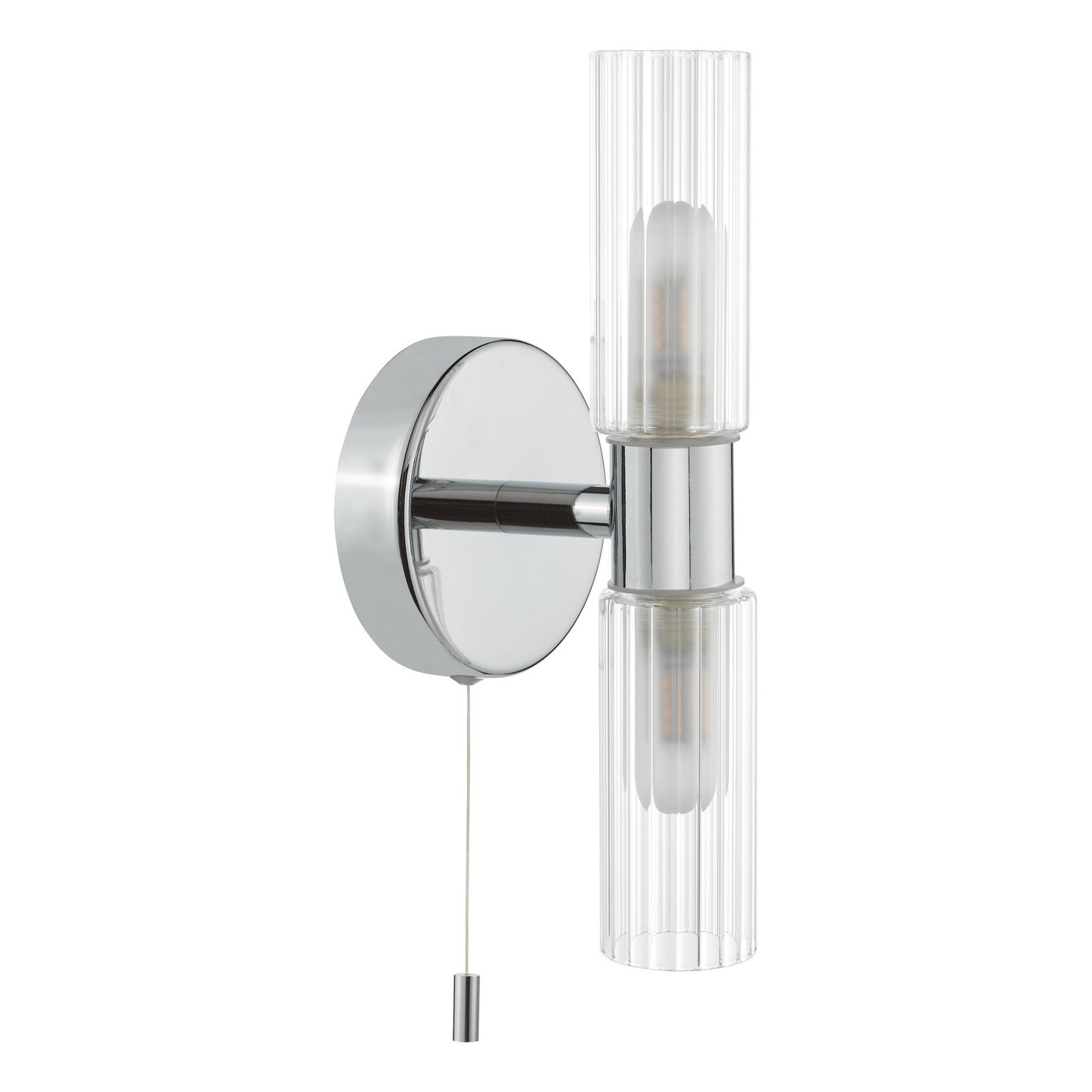 Hannah 2 Light Polished Chrome & Glass IP44 Wall Light