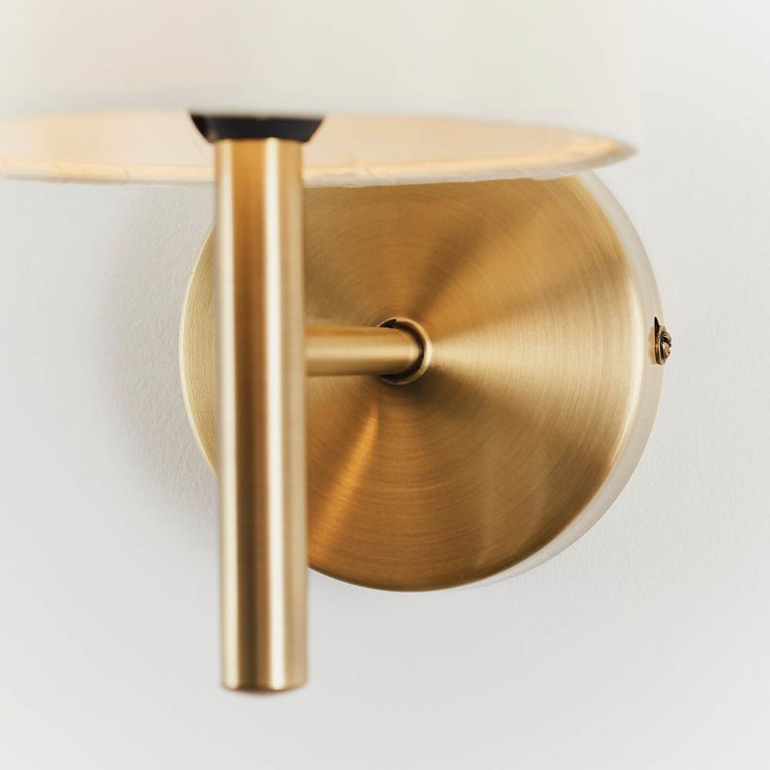 Brio Antique Brass Wall Light with Cream Shade