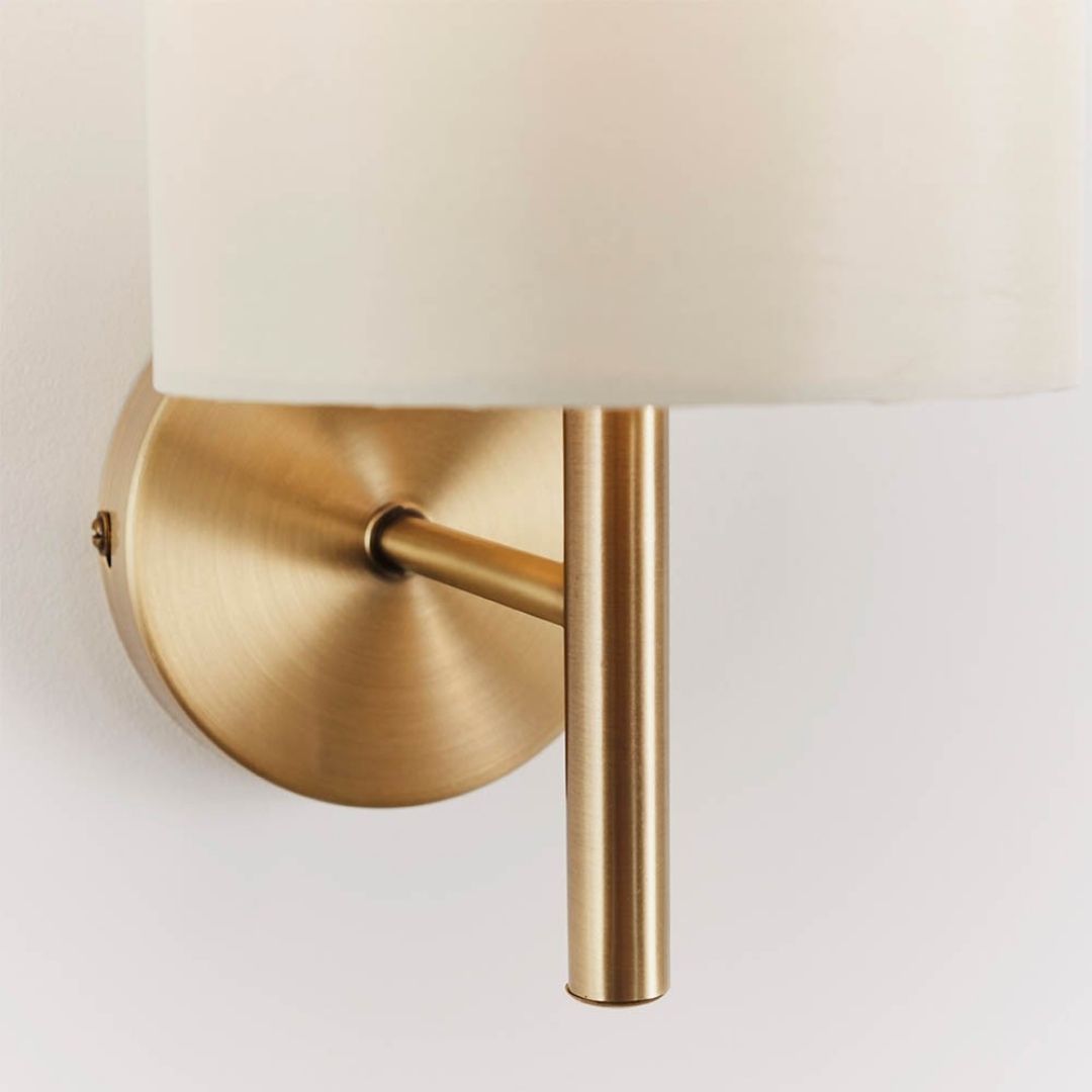 Brio Antique Brass Wall Light with Cream Shade