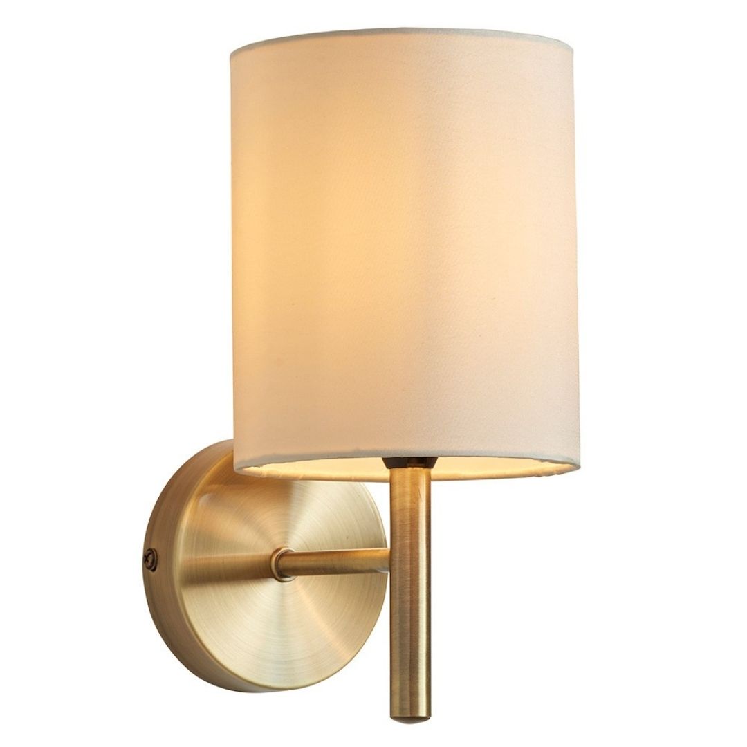Brio Antique Brass Wall Light with Cream Shade