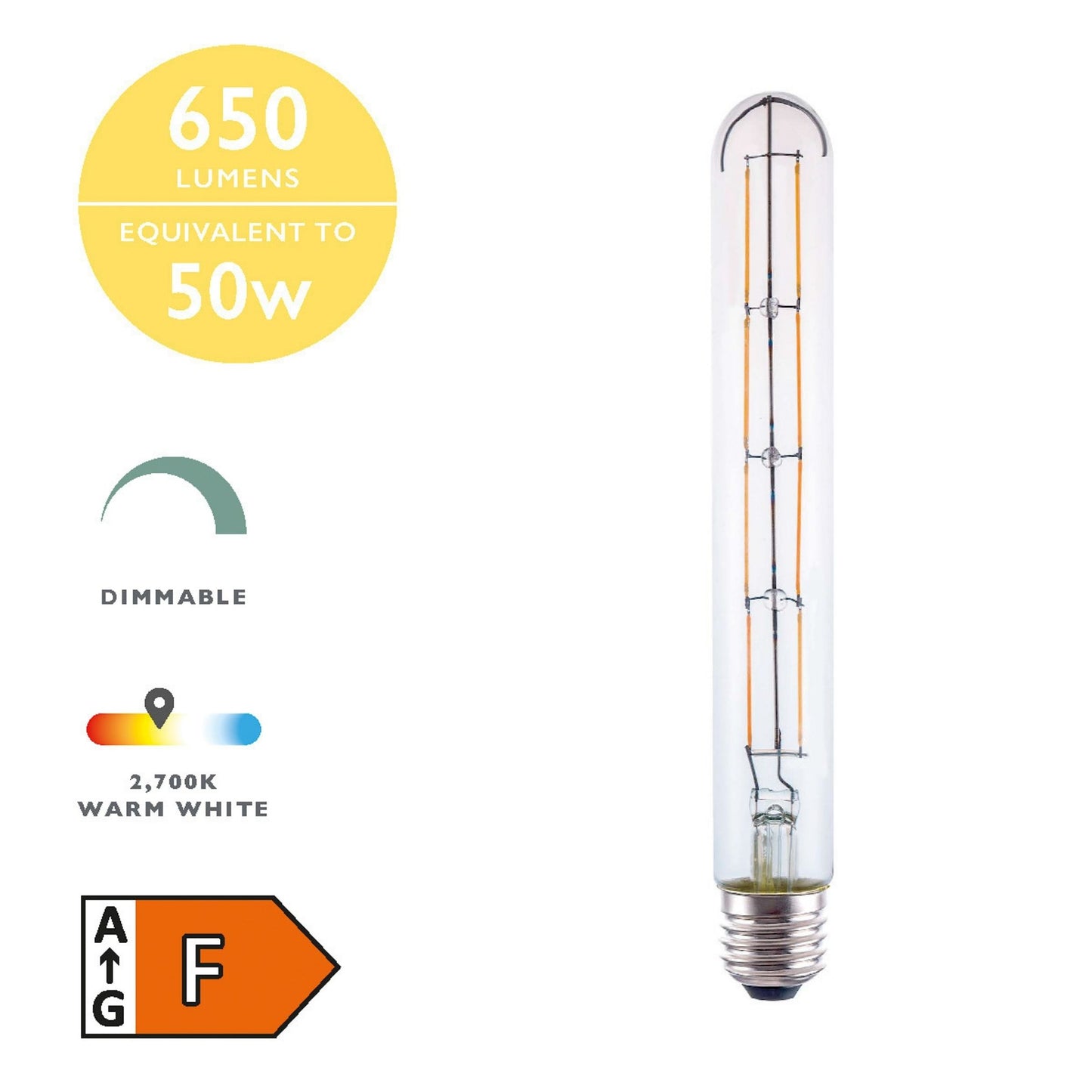 Pack of 5 E27/ES 6W Dimmable LED Tube Light Bulbs 23cm