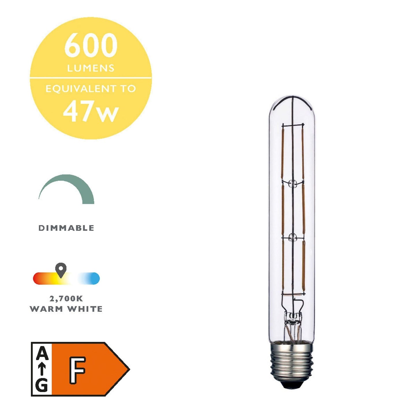 Pack of 5 E27/ES 6W Dimmable LED Tube Light Bulbs 19cm