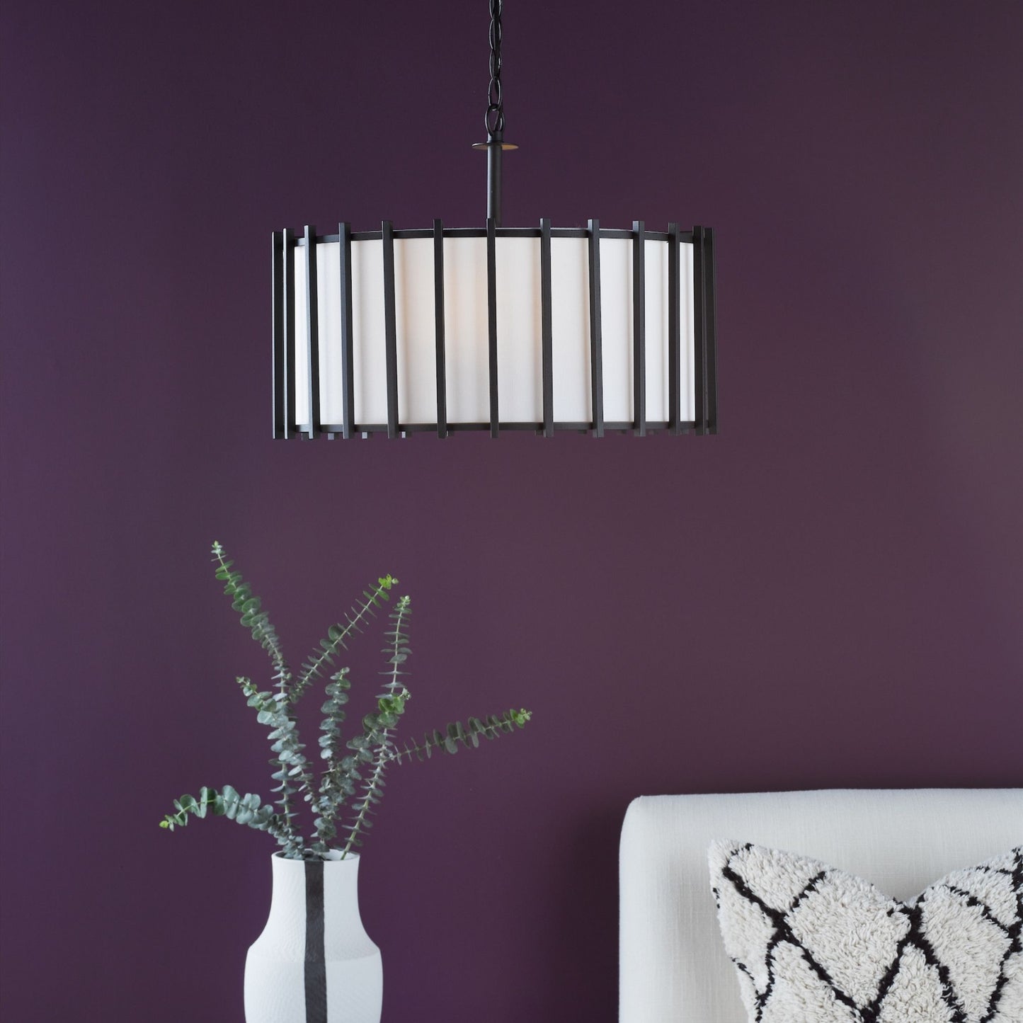 Cagliari 4 Light Matte Black & Ivory Pendant Ceiling Light
