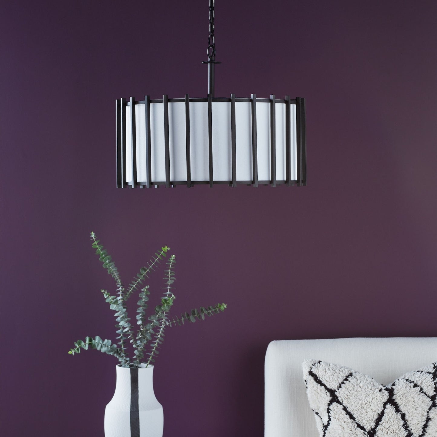 Cagliari 4 Light Matte Black & Ivory Pendant Ceiling Light