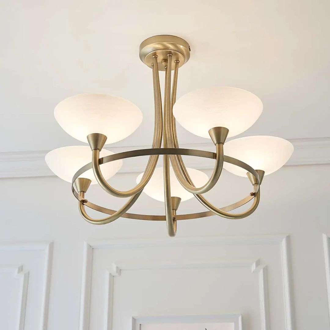 Cagney 5 Light Ceiling Light Antique Brass