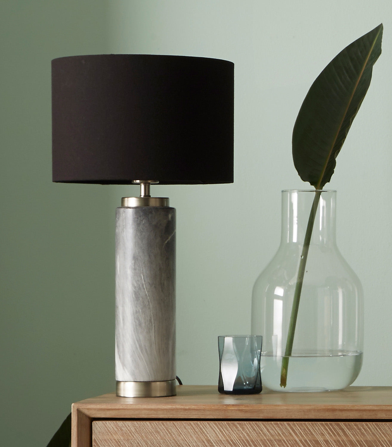 Carrara 1 Light Tall Marble Effect Table Lamp