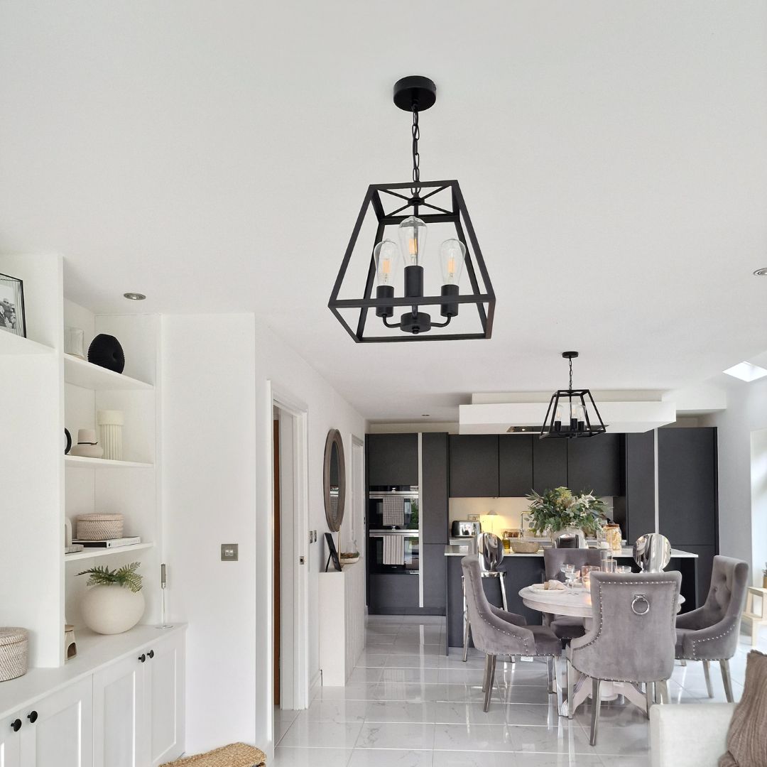 Charley 3-Light Black Lantern Ceiling Pendant