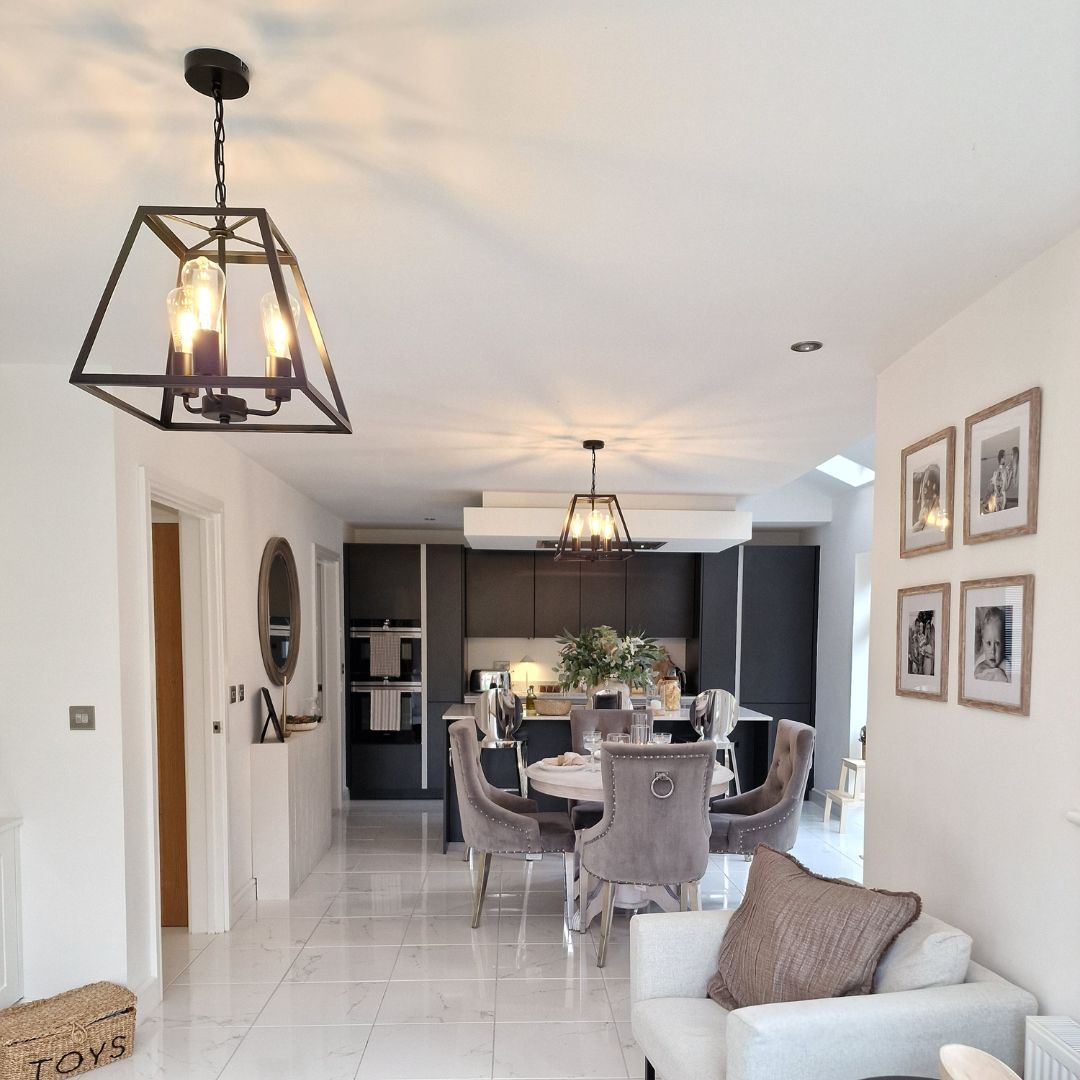 Charley 3-Light Black Lantern Ceiling Pendant