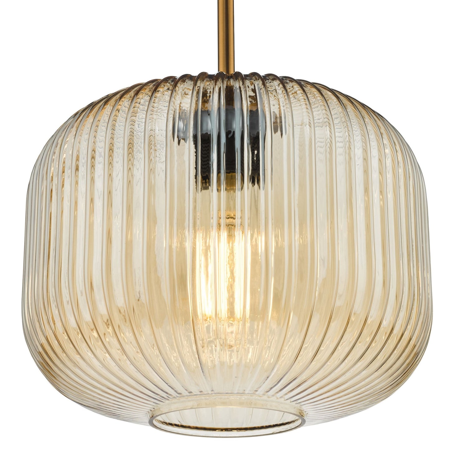 Demarius Brass & Amber Glass Pendant Ceiling Light