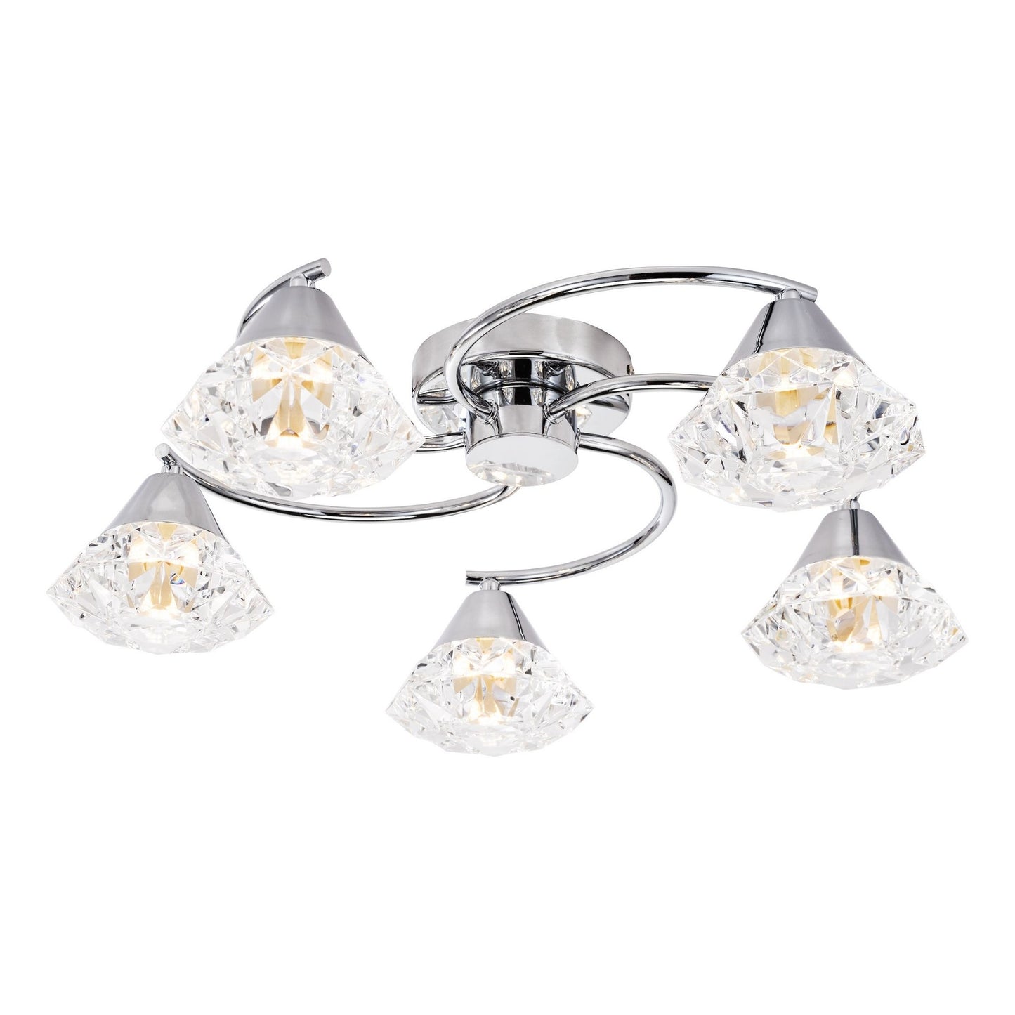 Dilys 5 Light Polished Chrome Semi Flush Ceiling Light