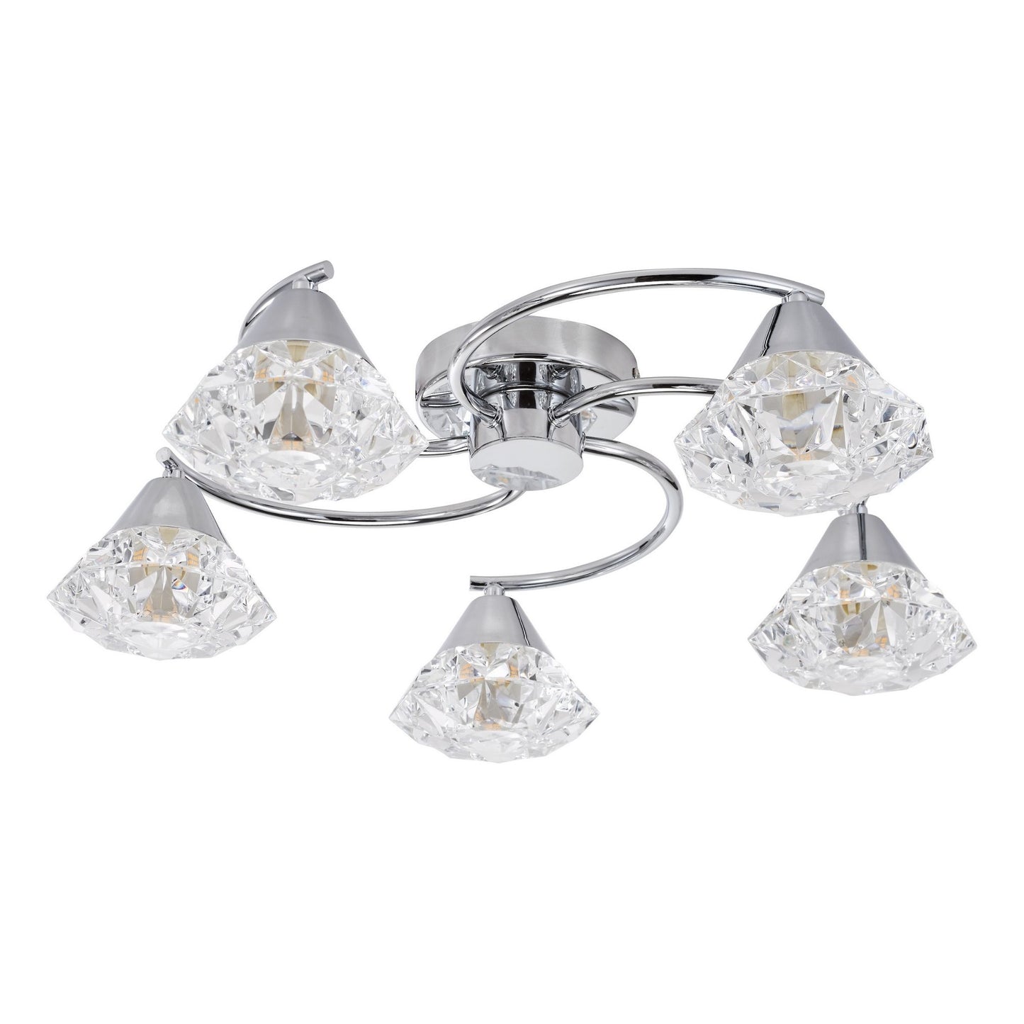 Dilys 5 Light Polished Chrome Semi Flush Ceiling Light