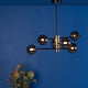 Eaen 6-Light Semi Flush Black Ceiling Light with Smoked Glass