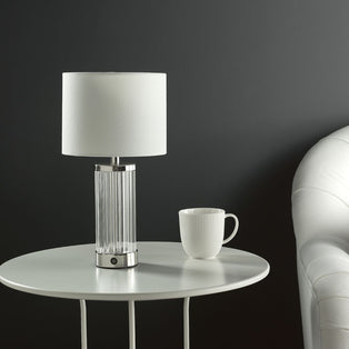 Enrico Polished Nickel and Glass Rechargeable Touch Table Lamp