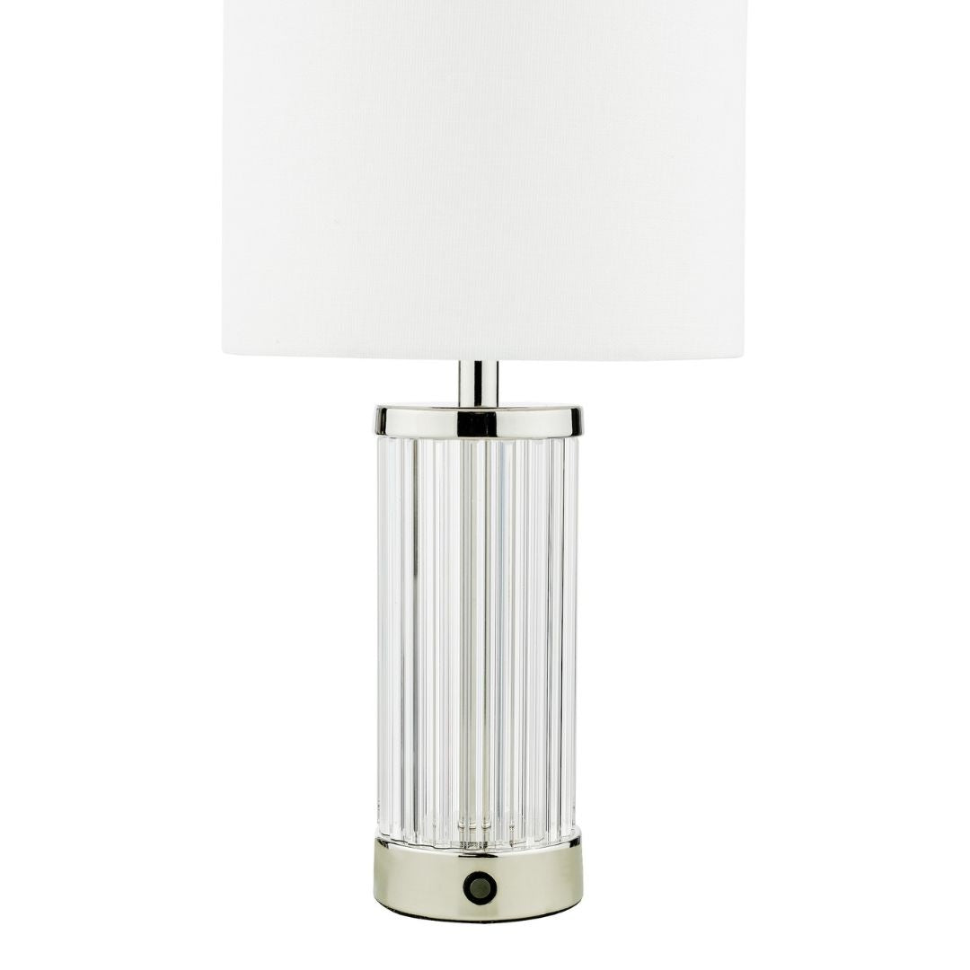 Erico Polished Nickel and Glass Rechargeable LED Touch Table Lamp