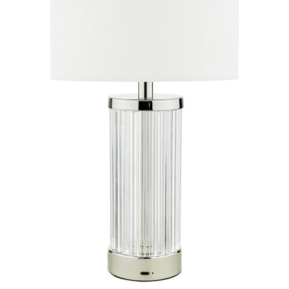 Erico Polished Nickel and Glass Rechargeable LED Touch Table Lamp