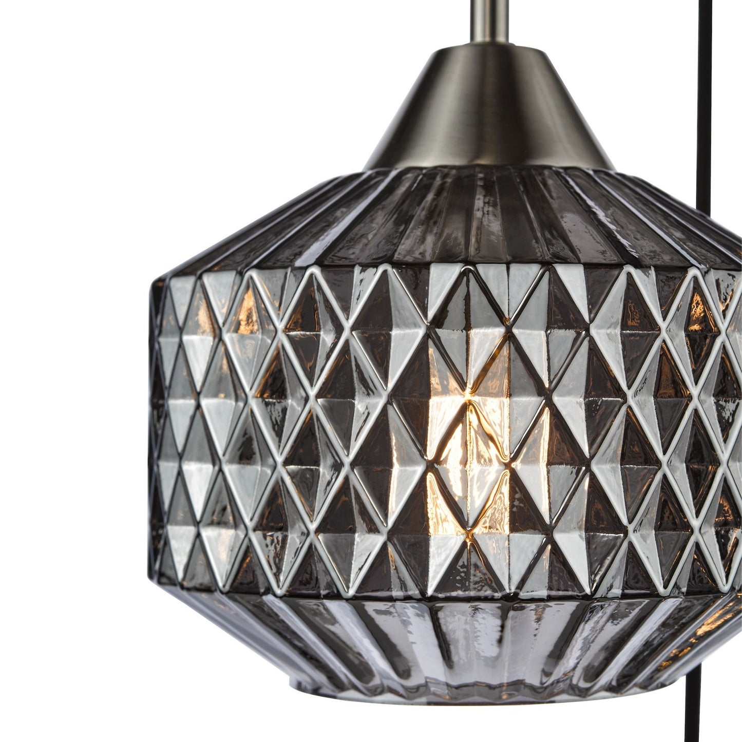Fabrienne 3 Light Nickel & Smoked Glass Multidrop Ceiling Pendant