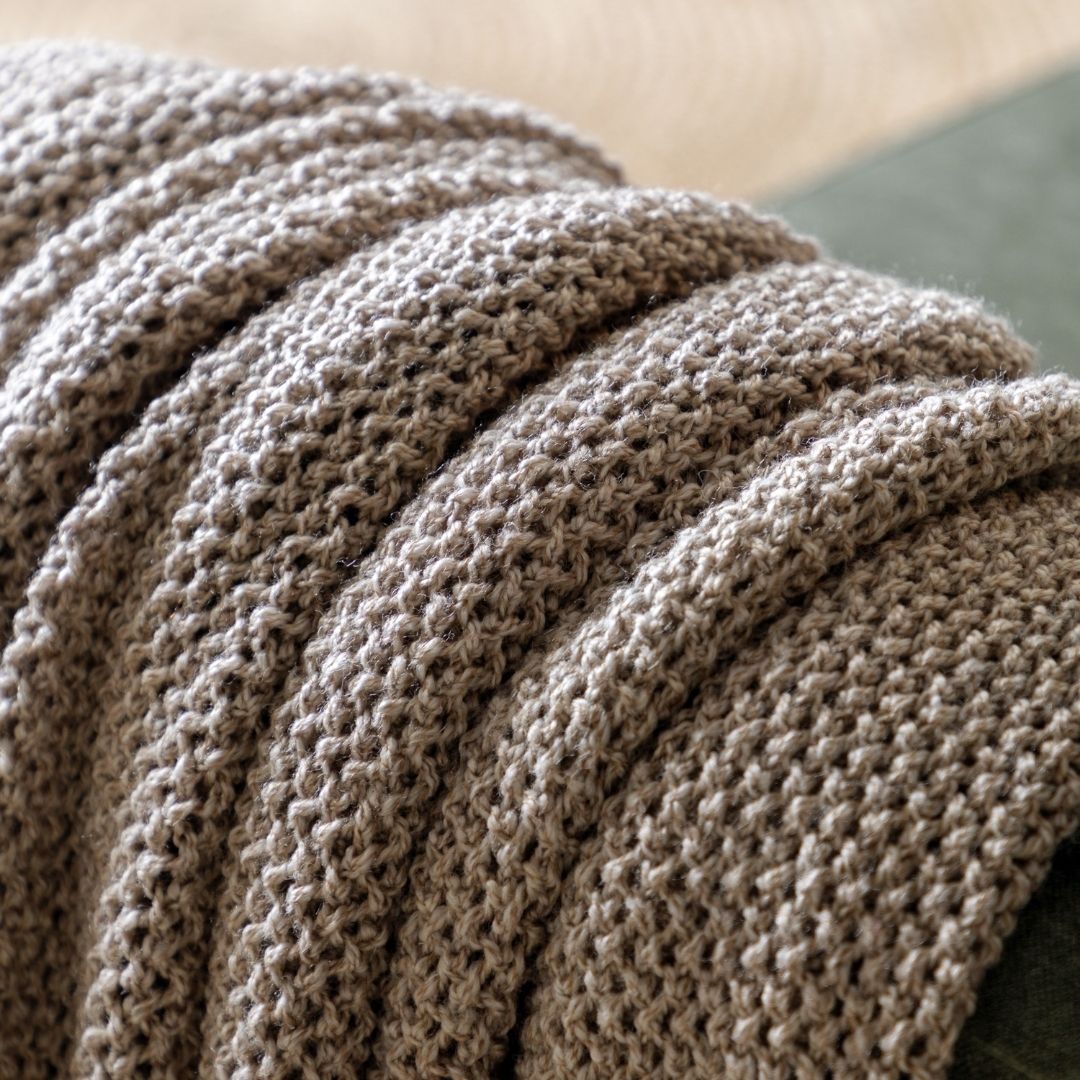 Faux Fur Trim Brown Throw