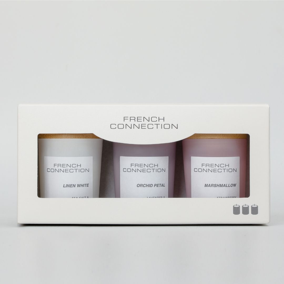 French Connection Set of 3 Small Mixed Scented Candles