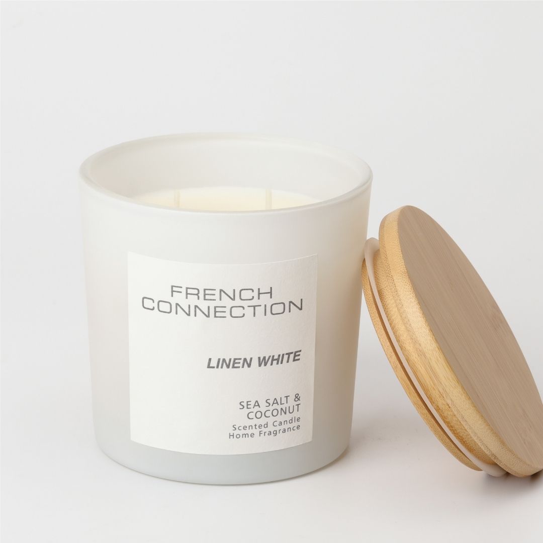 French Connection 2 Wick Scented Candle Linen White