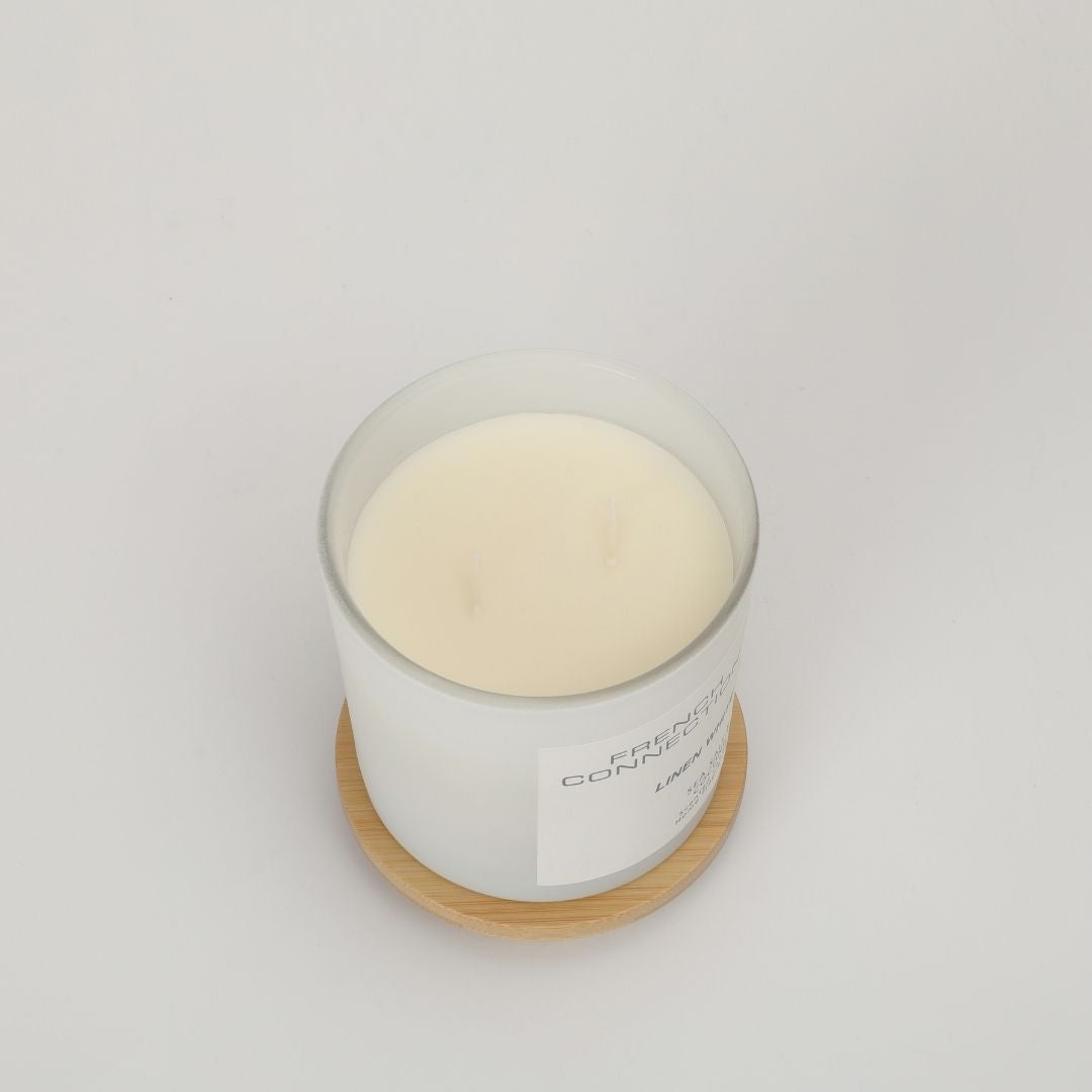 French Connection 2 Wick Scented Candle Linen White