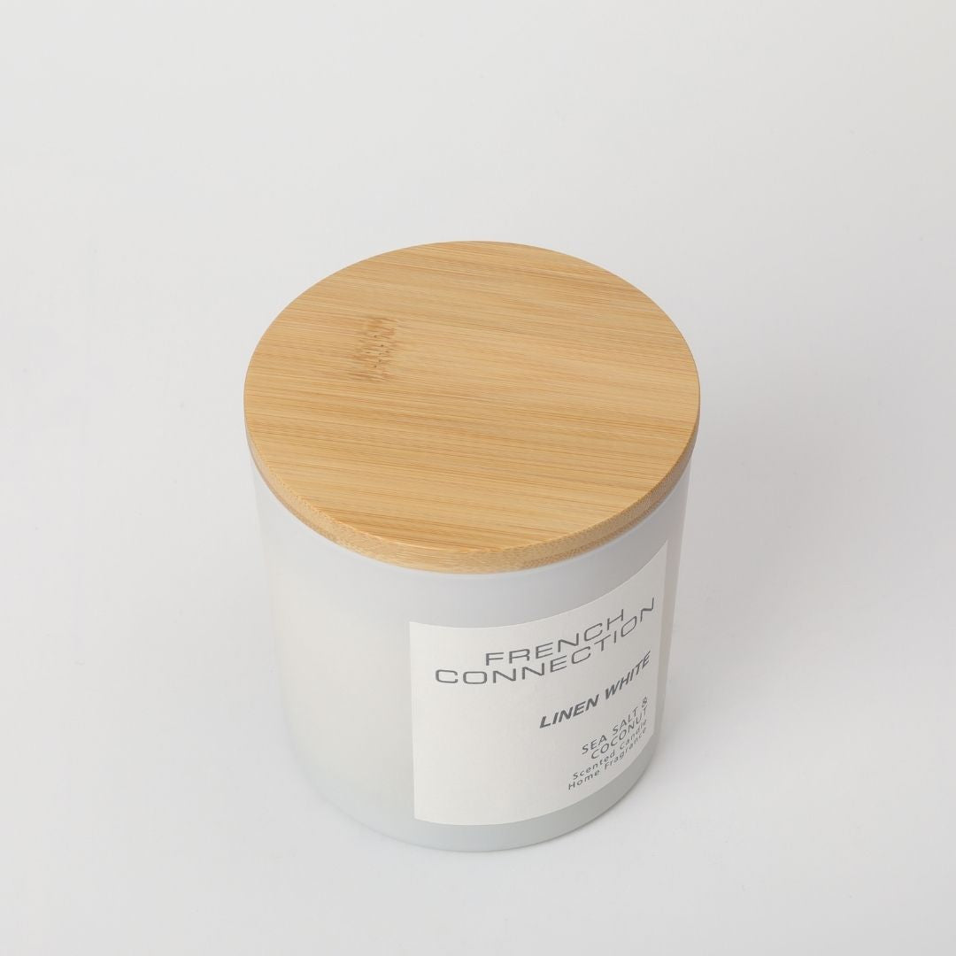 French Connection 2 Wick Scented Candle Linen White