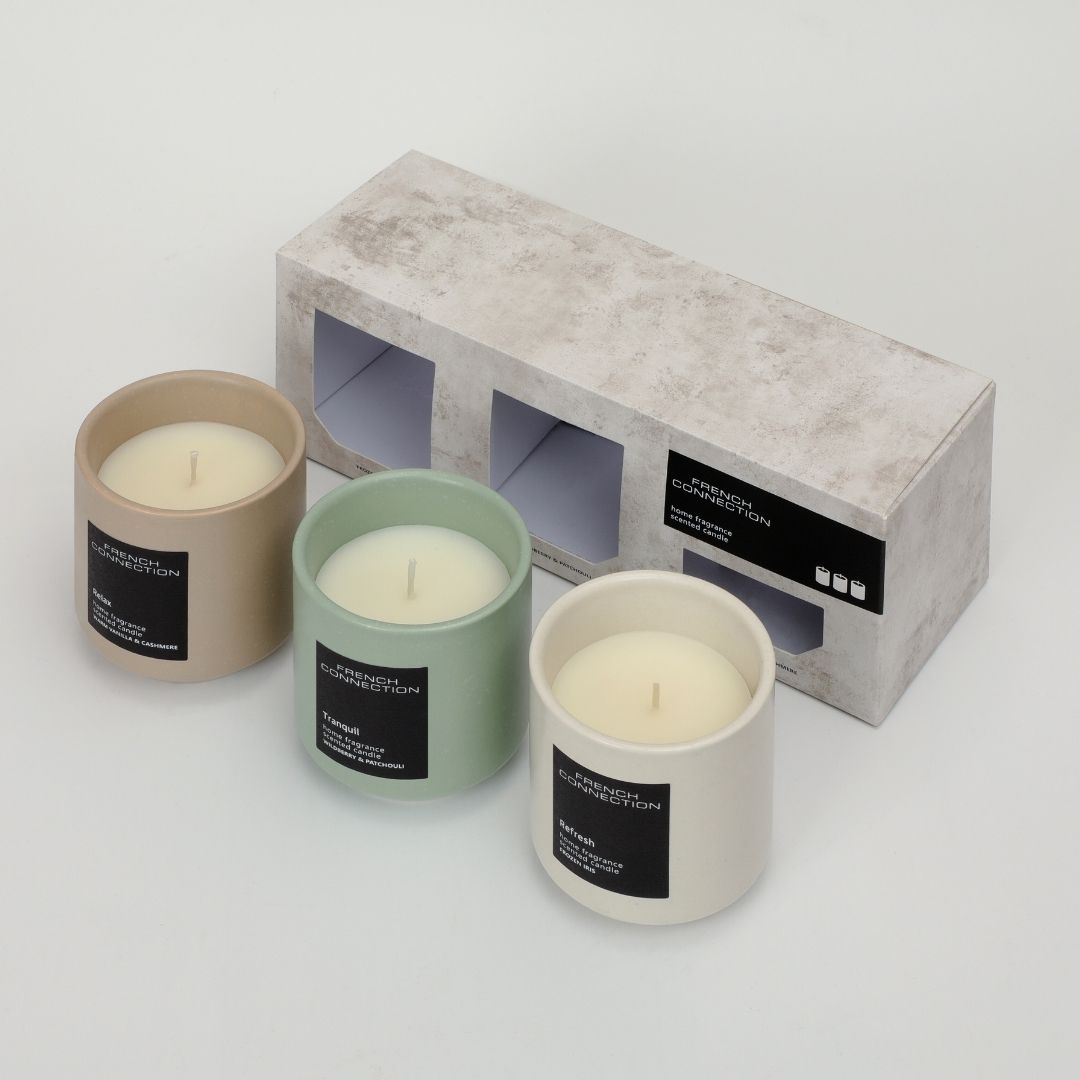 French Connection Set of 3 Small Mixed Candles