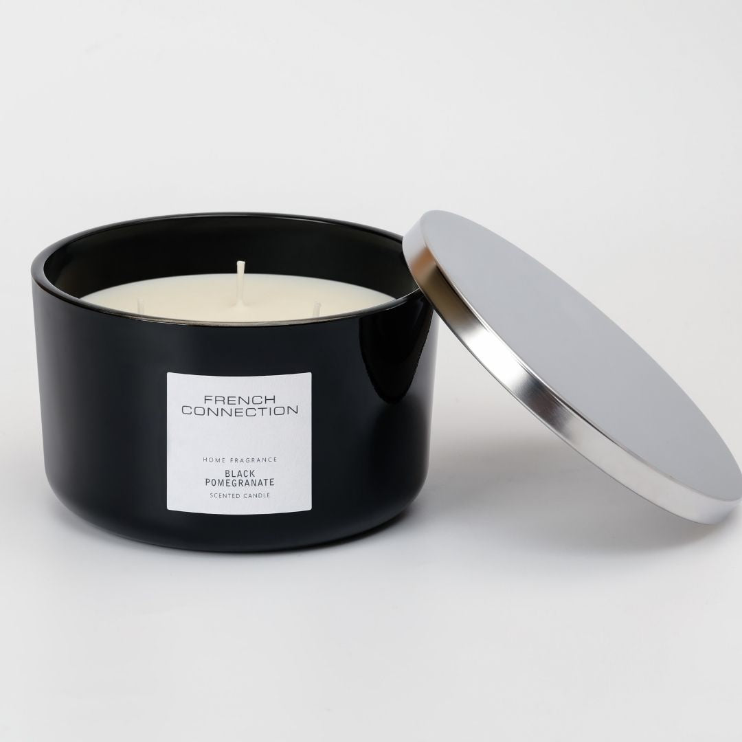 French Connection 3 Wick Scented Candle Black Pomegranate