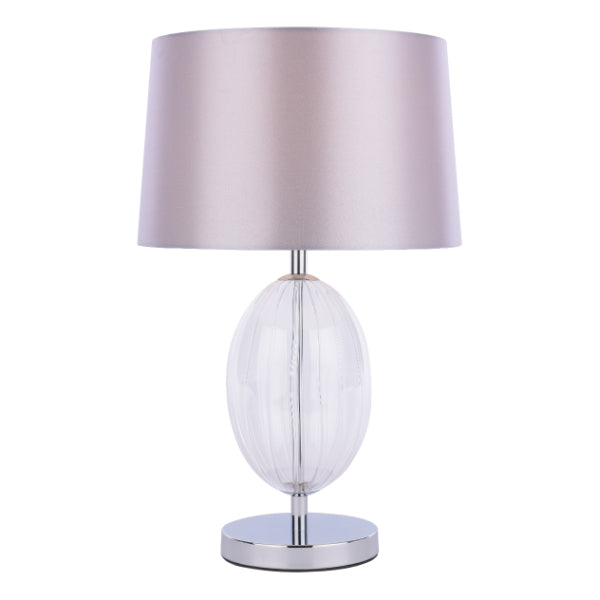 Freya Grey & Ribbed Glass Table Lamp
