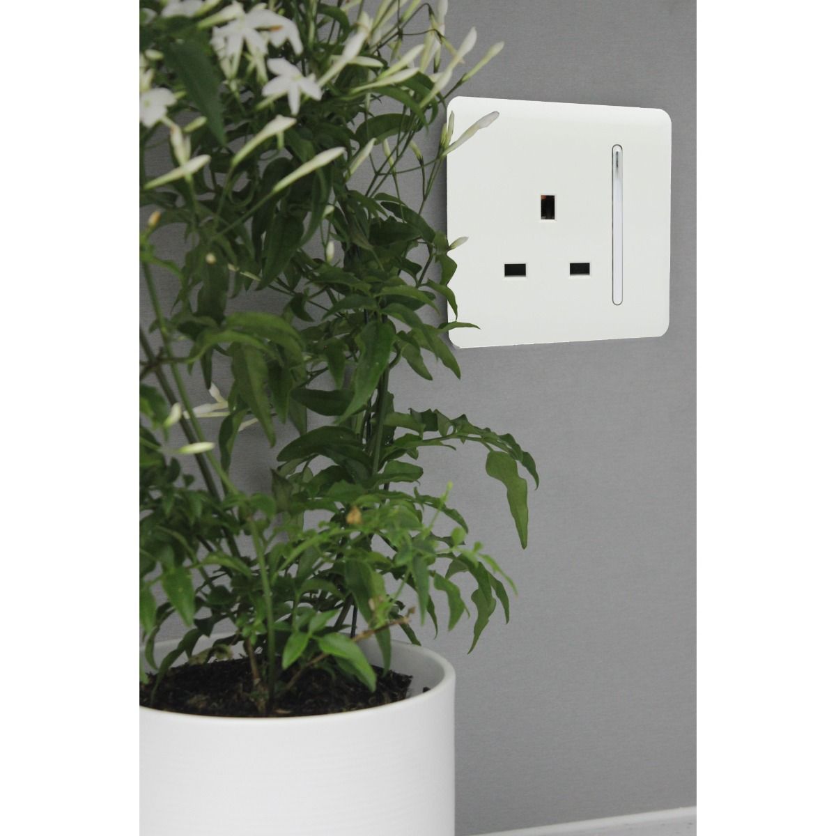 Trendi Switch 1 Gang 13 amp Plug Light Switch Screwless Gloss White