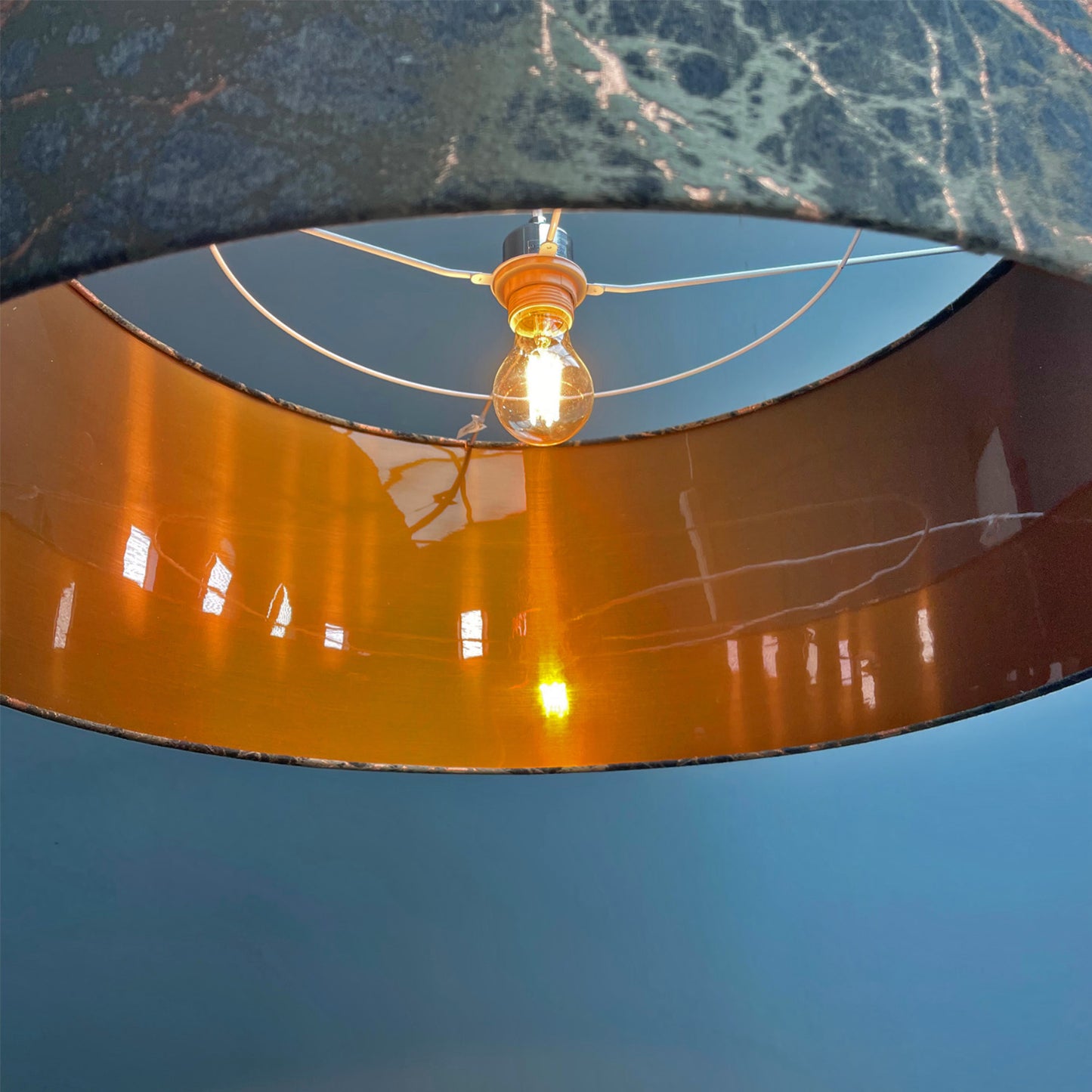 Black Brushed Lava Shade with Copper Lining 70 cm