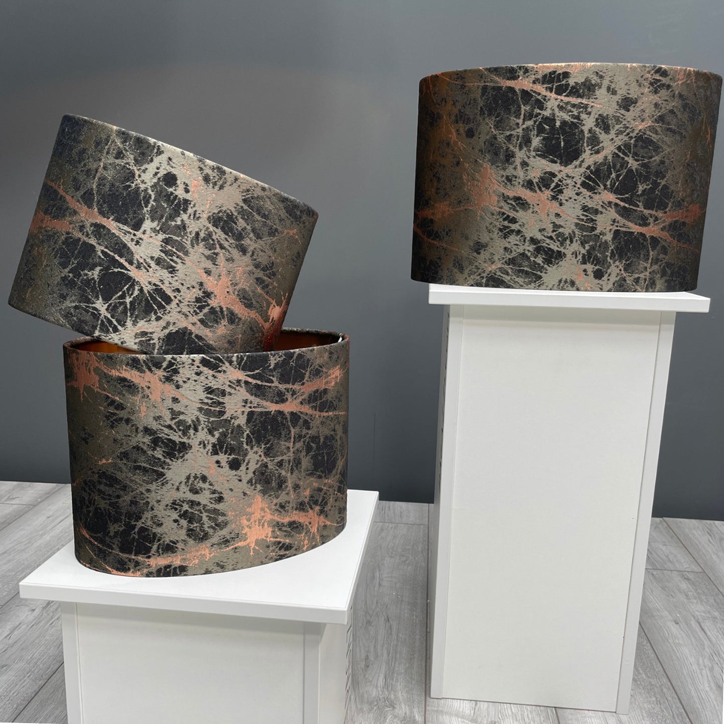 Black and Copper Brushed Lava Shade with Copper Lining 33 cm